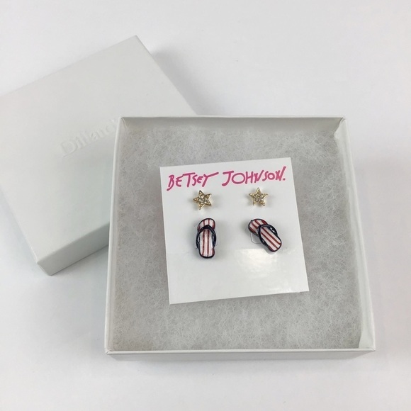 Betsey Johnson Flip Flop Star Earring Stud Set - Picture 2 of 5